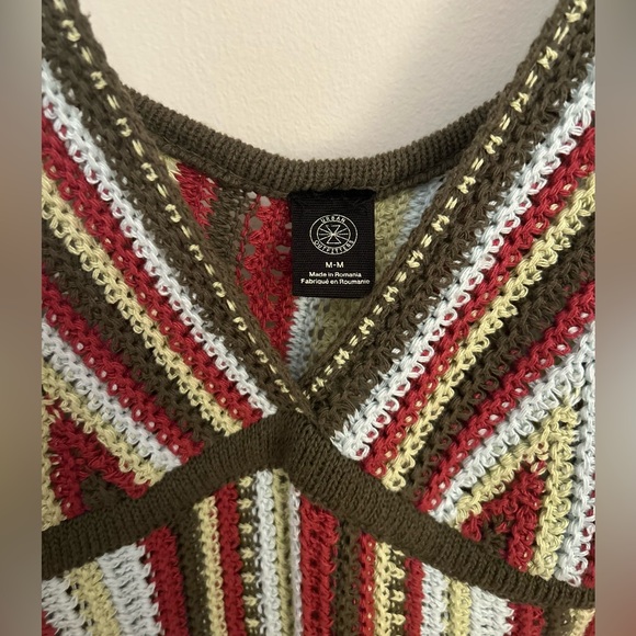 Urban Outfitters Kian Crochet Knit Cotton Blend Stripe Mini Dress Womens Sz Med - Picture 5 of 6